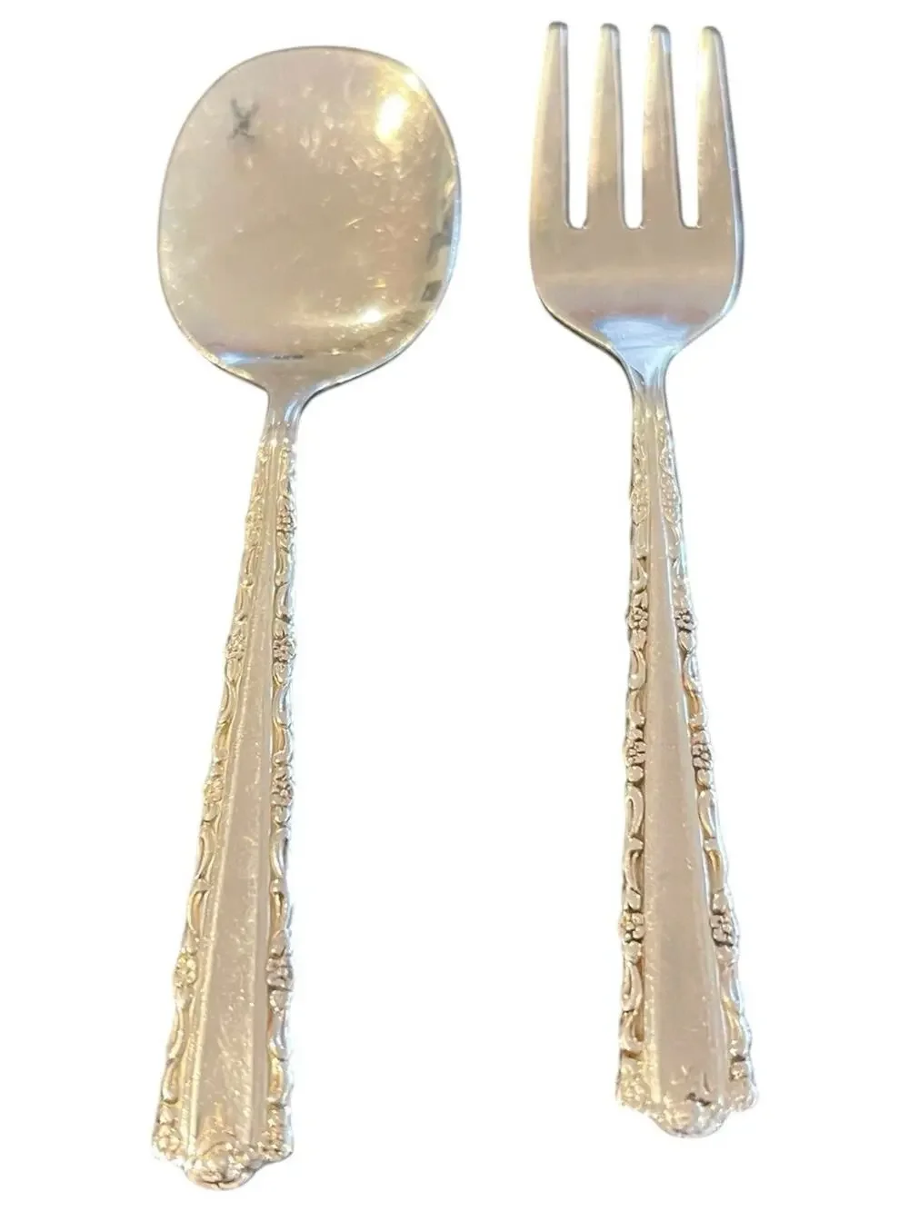 ONEIDA Stainless Flatware CHERIE Baby Spoon & Baby Fork ONEIDA DELUXE Set Of 2